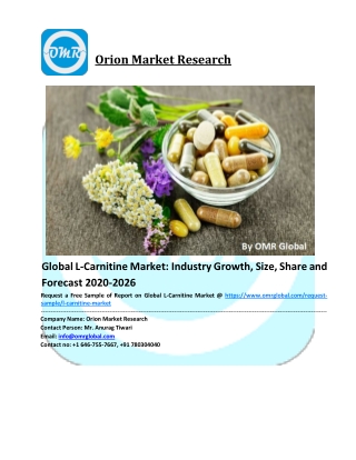 L-Carnitine Market – Global Industry Analysis, Size, Share, Growth, Trends, and Forecast 2020-2026