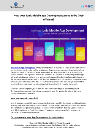 How does Ionic Mobile app Development prove to be Cost-efficient?