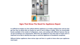 Signs That Show The Need For Appliance Repair