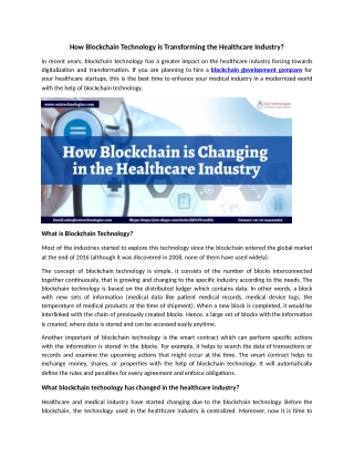How Blockchain Technology is Changing the Healthcare Industry?