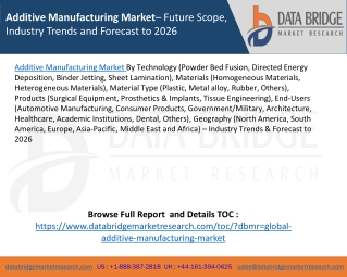Additive Manufacturing Market– Future Scope, Industry Trends and Forecast to 2026
