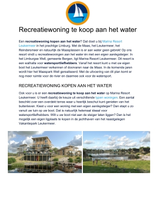 Recreatiewoning te koop aan het water