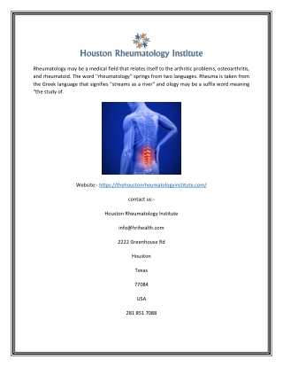 Affordable Houston Rheumatology | Houston Rheumatology Institute