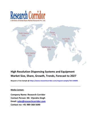High Resolution Dispensing Systems and Equipment Market Size, Share & Forecast to 2027