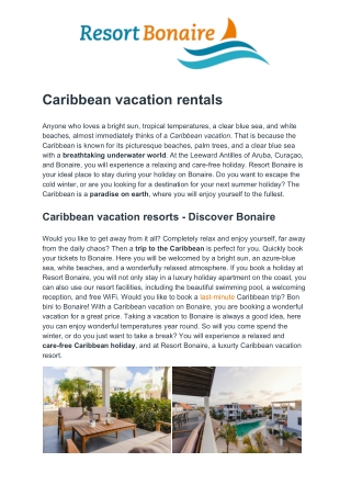 Resort Bonaire - Caribbean vacation rentals