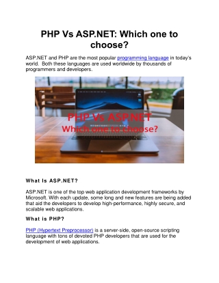 PHP Vs ASP.NET: Which one to choose?