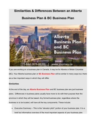 Similarities & Differences Between an Alberta Business Plan & BC Business Plan