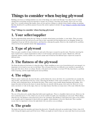 Things to consider when buying plywood