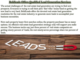 Boldleads Offers Qualified Lead Generation Services