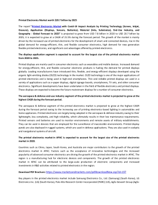 Printed Electronics Market by Printing Technology, Application, Material, End-Use Industry  | COVID-19 Impact Analysis
