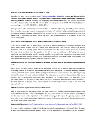 Precision Aquaculture Market | Size, Share, technologies, fish farming and Industry Analysis and Market Forecast to 2024