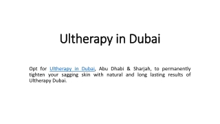 Ultherapy Treatment in Dubai