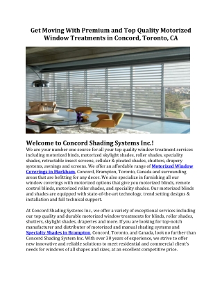 Motorized Window Coverings in Markham