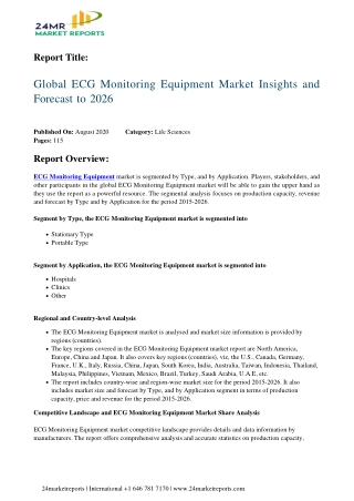 ECG Monitoring Equipment Market Insights and Forecast to 2026