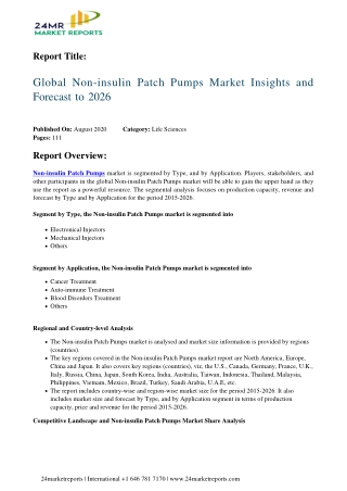 Non-Insulin Patch Pumps Market Insights and Forecast to 2026