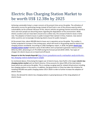 Electric Bus Charging Station Market 2020: Industry Size, Outlook, Share, Demand