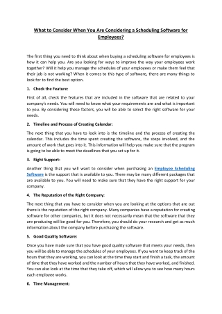 What to Consider When You Are Considering a Scheduling Software for Employees