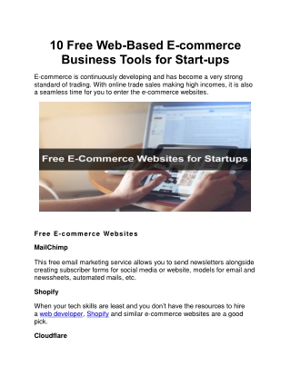 10 Free Web-Based E-commerce Business Tools for Start-ups