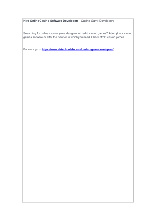 Hire Online Casino Software Developers - Casino Game Developers