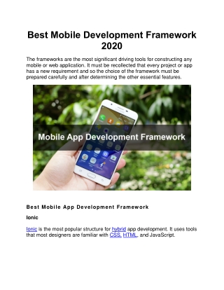 Best Mobile Development Framework 2020