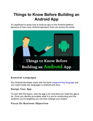 Things to Know Before Building an Android App