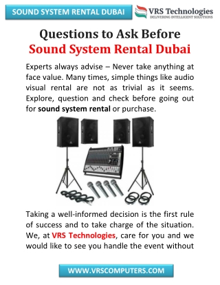 Questions to Ask Before Sound System Rental Dubai