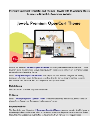 Premium OpenCart Templates and Themes – Jewelz with 15 Amazing Stores to create a Beautiful eCommerce Website