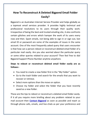 How To Reconstruct A Deleted Bigpond Email Folder Easily?