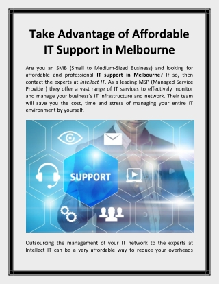 Take Advantage of Affordable IT Support in Melbourne