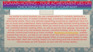 Domain Hosting — Your Achievement Lies on Choosing the Right Company