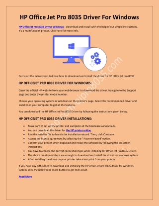HP Office Jet Pro 8035 Driver For Windows