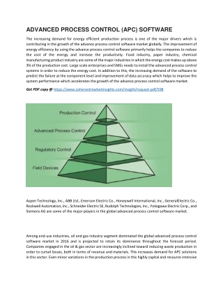 ADVANCED PROCESS CONTROL (APC) SOFTWARE