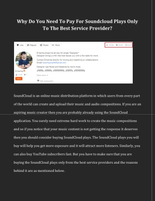 Why Do You Need To Pay For Soundcloud Plays Only To The Best Service Provider?