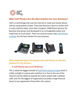 Why VoIP Phones are the Best Solution for your Business?