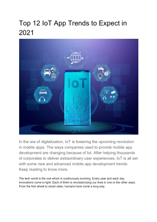 Top 12 IoT App Trends to Expect in 2021