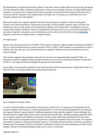 How you can Permit the magnetic substance take the aircraft to reach the customer speedily