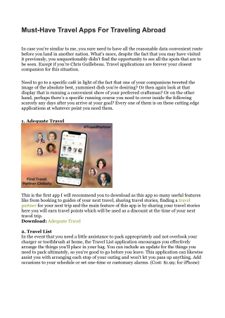 Travel Apps