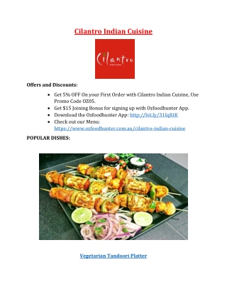 5% - Cilantro Indian Cuisine Truganina Takeaway Restaurant, VIC