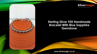 Sterling Silver 925 Handmade Bracelet With Blue Sapphire Gemstone