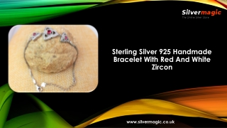 Sterling Silver 925 Handmade Bracelet With Red And White Zircon