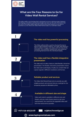 What are the Four Reasons to Go for Video Wall Rental Services in Dubai?