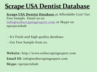 Scrape USA Dentist Data Base