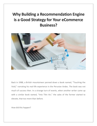 Why Building a Recommendation Engine is a Good Strategy for Your eCommerce Business?