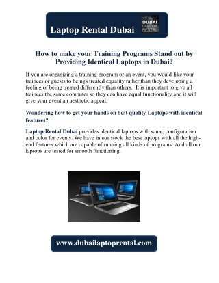 How to make your Training Programs Stand out by Providing Identical Laptops in Dubai?