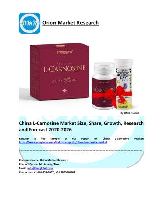 China L-Carnosine Market Share, Trends, Size, Research and Forecast 2020-2026