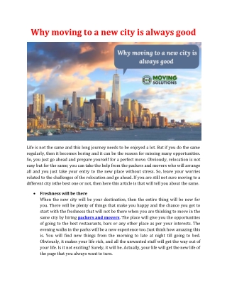 Why moving to a new city is always good