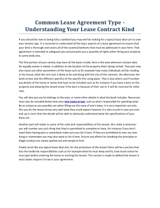 Common Lease Agreement Type - Understanding Your Lease Contract Kind