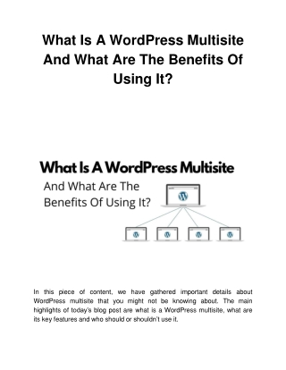 What Is A WordPress Multisite And What Are The Benefits Of Using It?