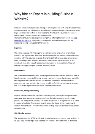 Why hire an Expert in building Business Website?