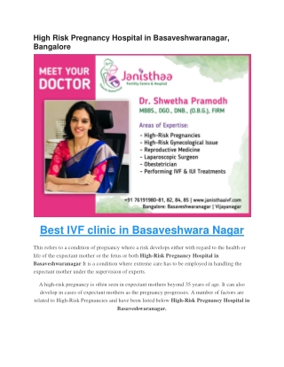 High Risk Pregnancy Hospital in Basaveshwaranagar, Bangalore